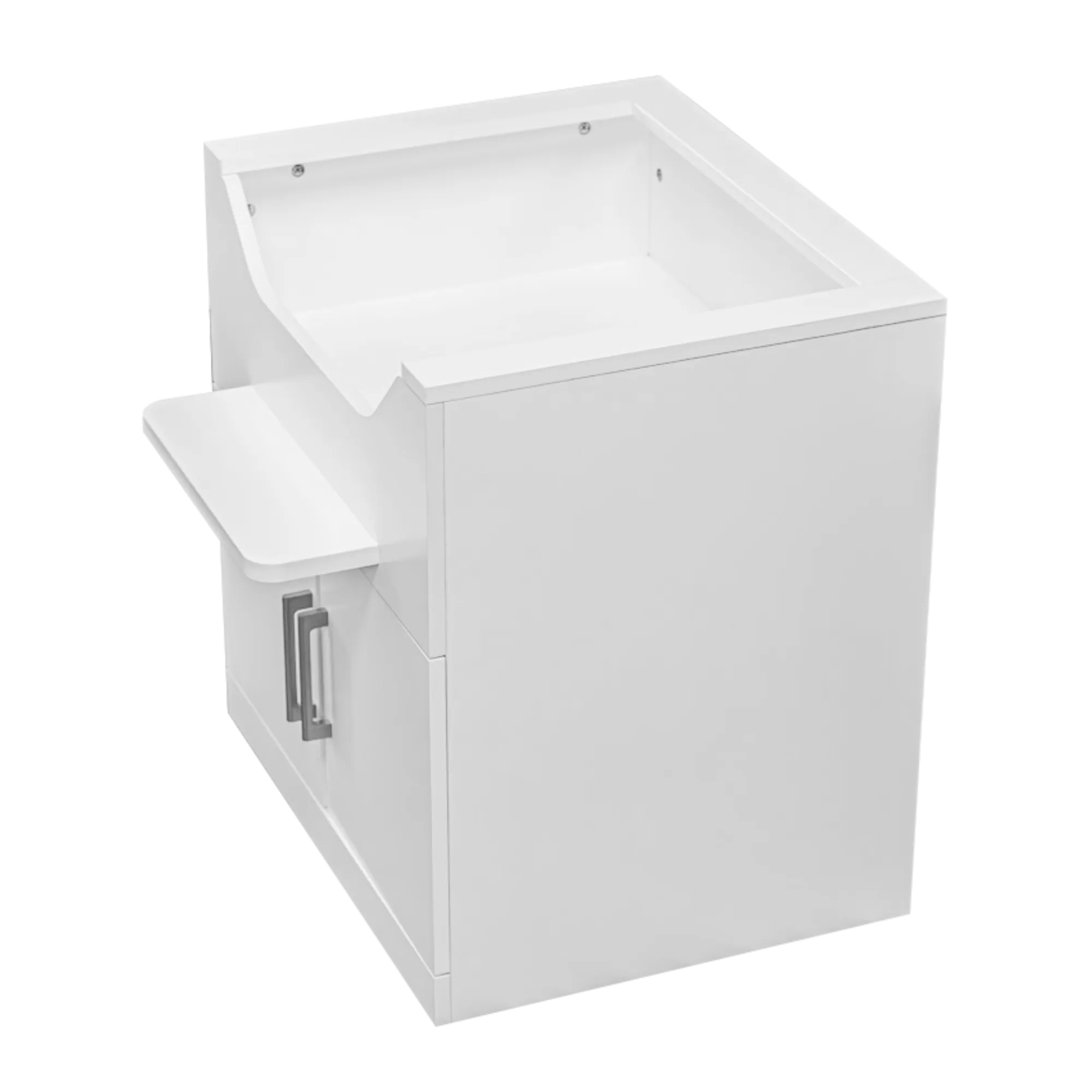 An elevated cat litter box with a built-in perch