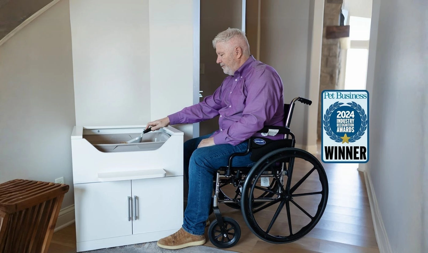 Accessible cat litter box designed for wheelchair users
