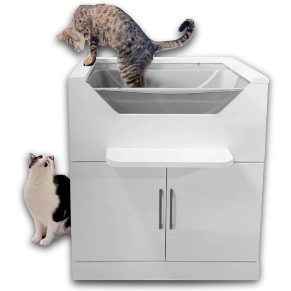 <strong>Built for Accessibility</strong><br>
Elevated Litter Box for Standing or Seated Cleaning