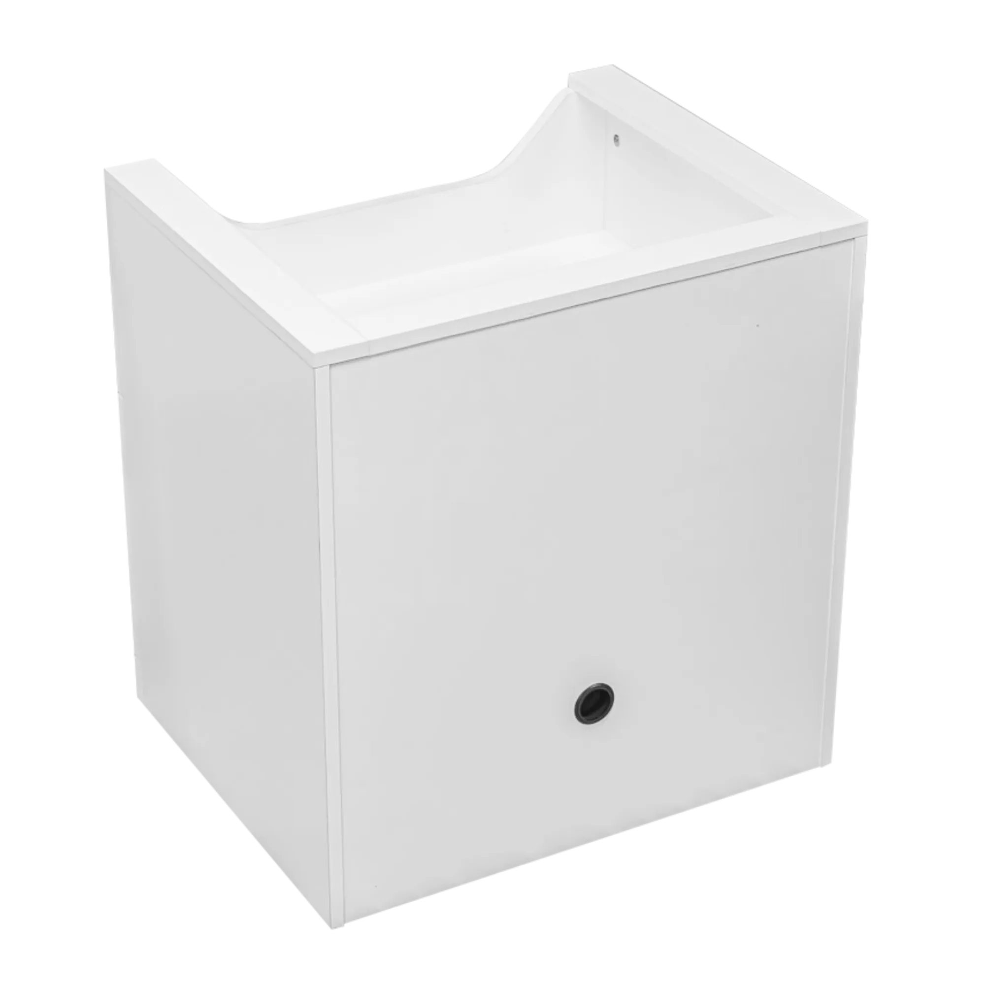 A raised cat litter box with wheels for easy mobility