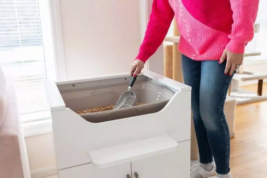 Elevated litter box designed to fit standard to jumbo litter pans